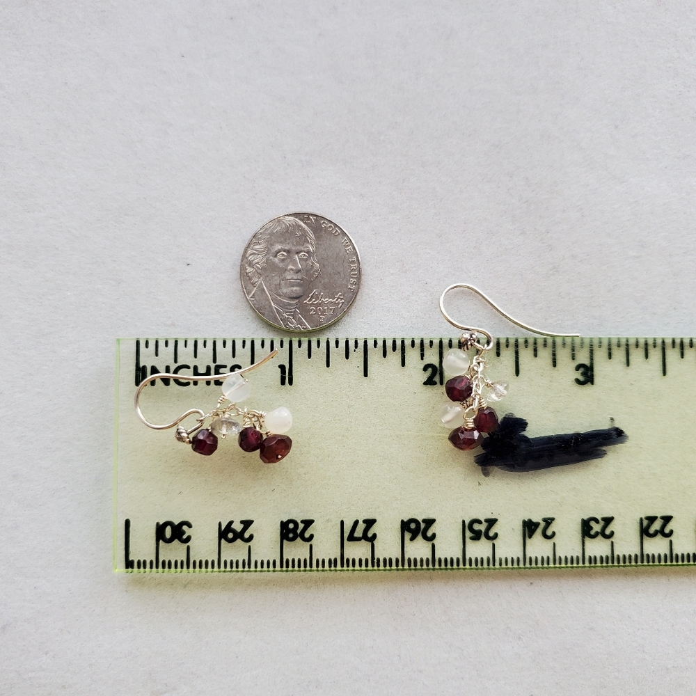 Garnet & Moonstone Dangle Earrings - Picture 9 of 10